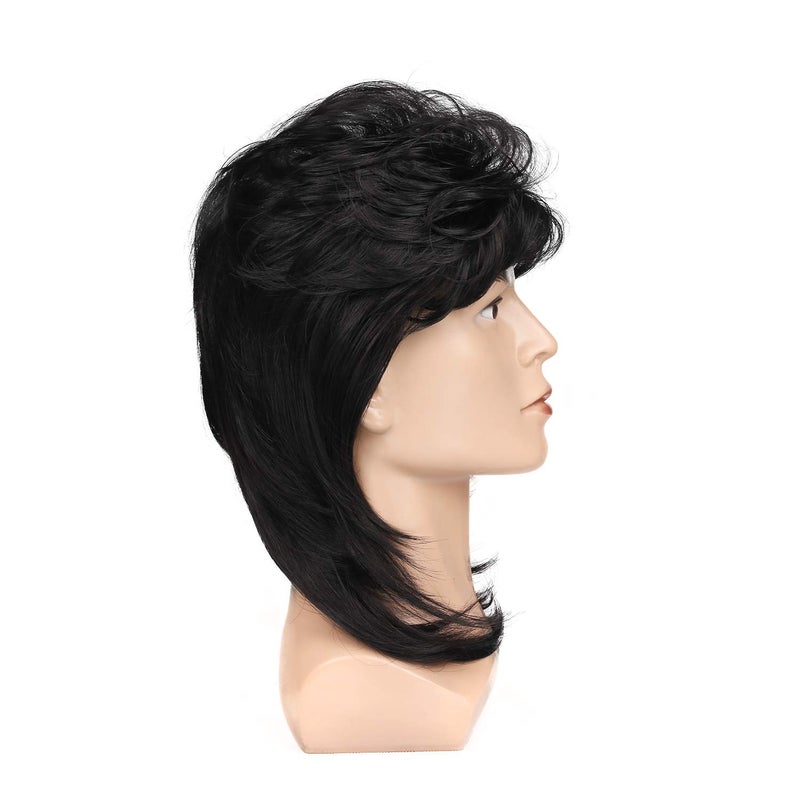 Kaneles Black Mullet Wigs for Men 70s 80s Costumes Mens Fancy Party Accessory Cosplay Hair Wig - Image 5